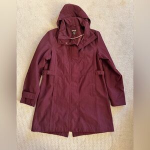 Kirkland Signature Woman Merlot Trench Coat With Removable Hoodie